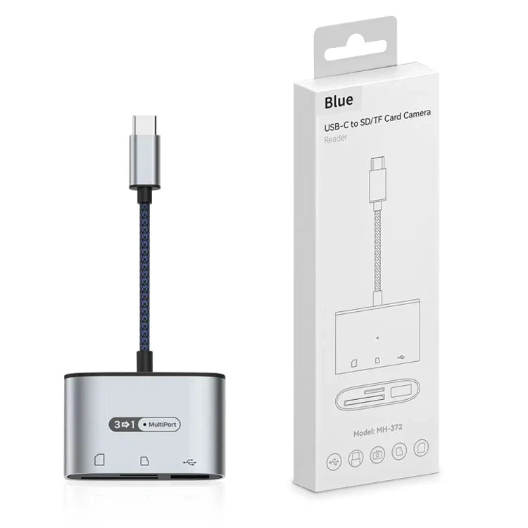 HKM-608787 USB 3.0 Type-C & Micro USB Card Reader for SD/TF Cards - Data Transfer Adapter for Smartphones & MacBooks