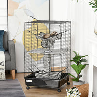 HKM-6087997 Spacious Rolling Small Animal Cage with Multiple Tiers and Hammocks