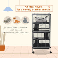 HKM-6087997 Spacious Rolling Small Animal Cage with Multiple Tiers and Hammocks