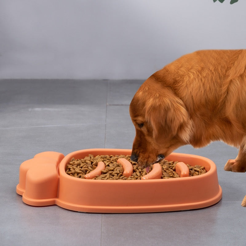 HKM-6088125 Radish Dog Slow Food Anti-Tumble Pet Bowl in Mango Yellow, Twilight Orange, Gentiana Green, Ink Blue