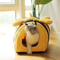 HKM-6088381 Semi-Closed Cozy Pet Nest for Small Animals - Warm Cat Sleeping Bag for All Seasons