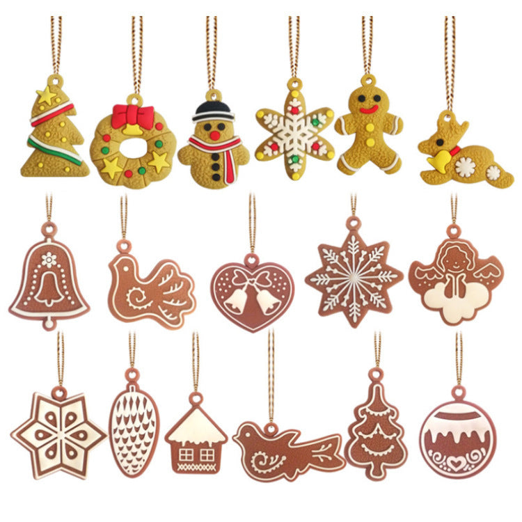 HKM-608851 Gingerbread Man Soft PVC Christmas Tree Pendant Decoration Set - Available in Multiple Sizes