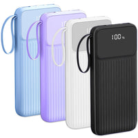 HKM-608915 20000mAh Fast Charging Power Bank with Digital Display and 4 Inbuilt Cables for iPhone 15/14/Android Devices