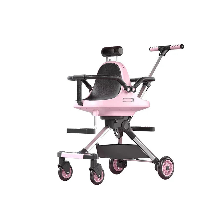 HKM-608915 Compact Foldable Baby Stroller with Durable Aluminium Frame and Soft Leather Seat