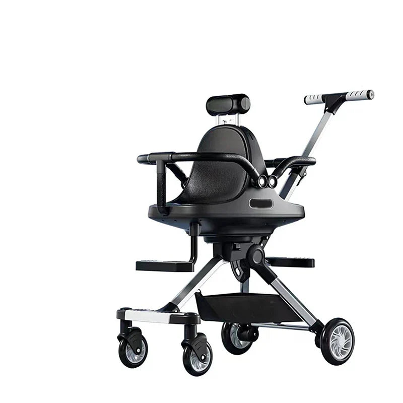 HKM-608915 Compact Foldable Baby Stroller with Durable Aluminium Frame and Soft Leather Seat