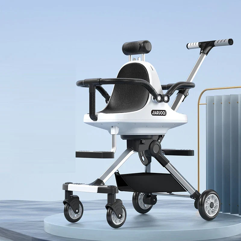 HKM-608915 Compact Foldable Baby Stroller with Durable Aluminium Frame and Soft Leather Seat