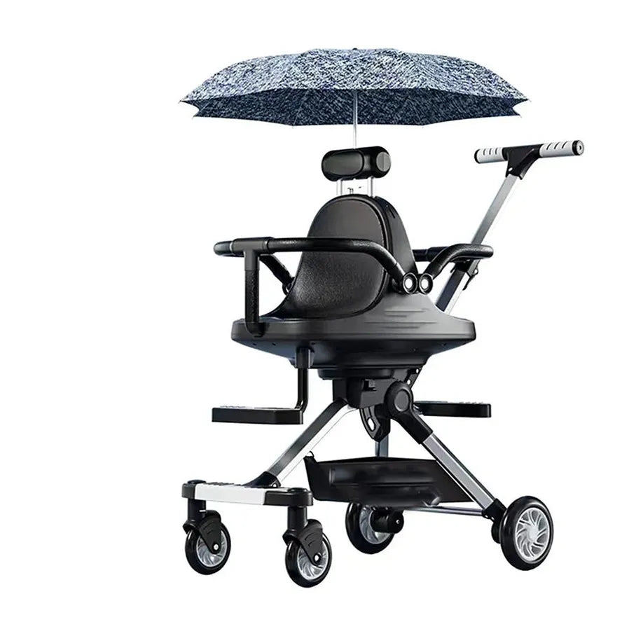 HKM-608915 Compact Foldable Baby Stroller with Durable Aluminium Frame and Soft Leather Seat