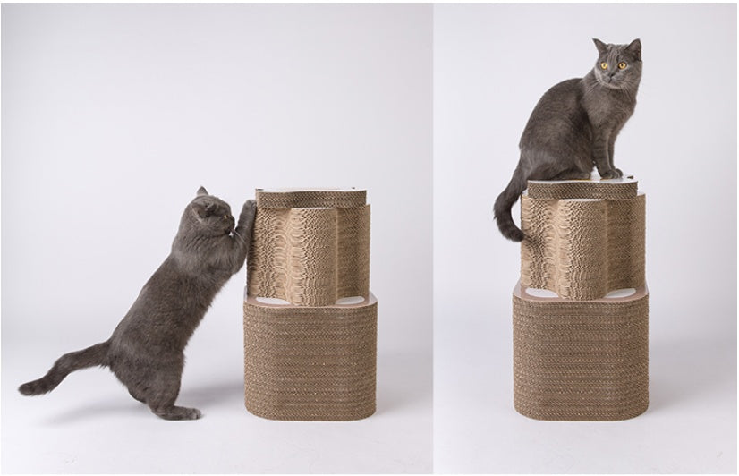 HKM-6089405 Versatile Corrugated Cat Scratching Board and Tunnel Combo for Play and Scratching