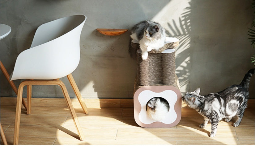 HKM-6089405 Versatile Corrugated Cat Scratching Board and Tunnel Combo for Play and Scratching