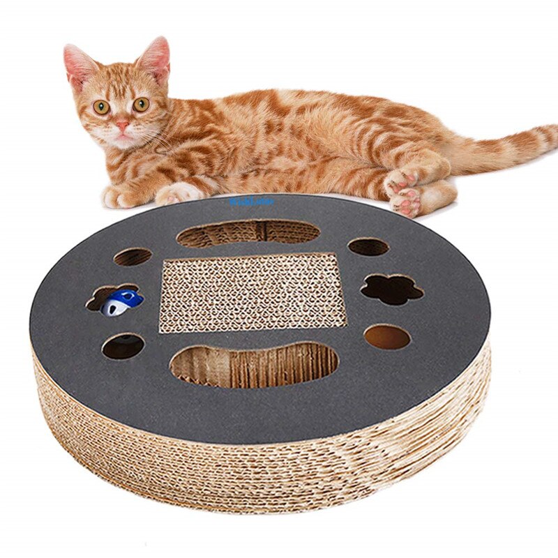 HKM-6090301 Corrugated Cat Scratch Board with Built-in Bell – Durable Eco-Friendly Design for Claw Grinding and Cozy Napping