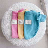 HKM-6090685 Knit Dog Clothes with Small Flying Sleeves - Thick Polyester Material in Blue, Pink, Yellow, Sizes S-XXL