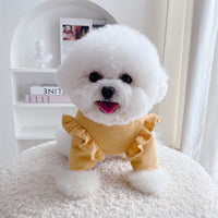 HKM-6090685 Knit Dog Clothes with Small Flying Sleeves - Thick Polyester Material in Blue, Pink, Yellow, Sizes S-XXL
