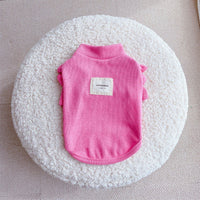 HKM-6090685 Knit Dog Clothes with Small Flying Sleeves - Thick Polyester Material in Blue, Pink, Yellow, Sizes S-XXL
