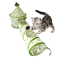 HKM-609235 Foldable Cat Tunnel Tent with Removable Tunnels and Plush Ball Toy for Indoor and Outdoor Play