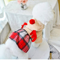 HKM-6092477 Red Check Elk Skirt for Dogs and Cats - Warm Polyester Casual Apparel