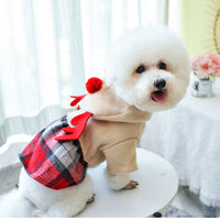 HKM-6092477 Red Check Elk Skirt for Dogs and Cats - Warm Polyester Casual Apparel