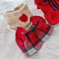 HKM-6092477 Red Check Elk Skirt for Dogs and Cats - Warm Polyester Casual Apparel