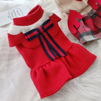 HKM-6092477 Red Check Elk Skirt for Dogs and Cats - Warm Polyester Casual Apparel