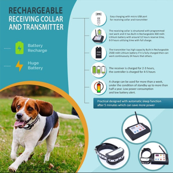 HKM-6093373 Wireless Electric Dog Fence System with Collar for Safe Outdoor Training and Boundary Control