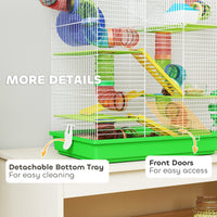 HKM-6093757 5-Tier Small Animal Cage with Tubes, Ramps, Wheel, Water Bottle, and Dish - Ideal for Hamsters and Gerbils