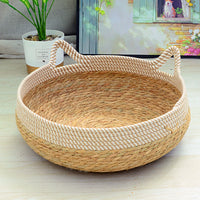 HKM-6094141 Rattan Cat Nest with Cotton Cushion - Various Sizes for Cats and Dogs