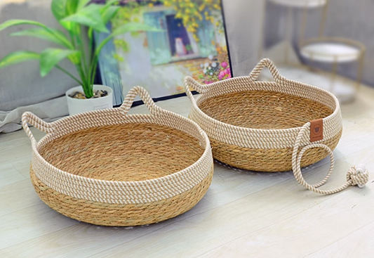 HKM-6094141 Rattan Cat Nest with Cotton Cushion - Various Sizes for Cats and Dogs