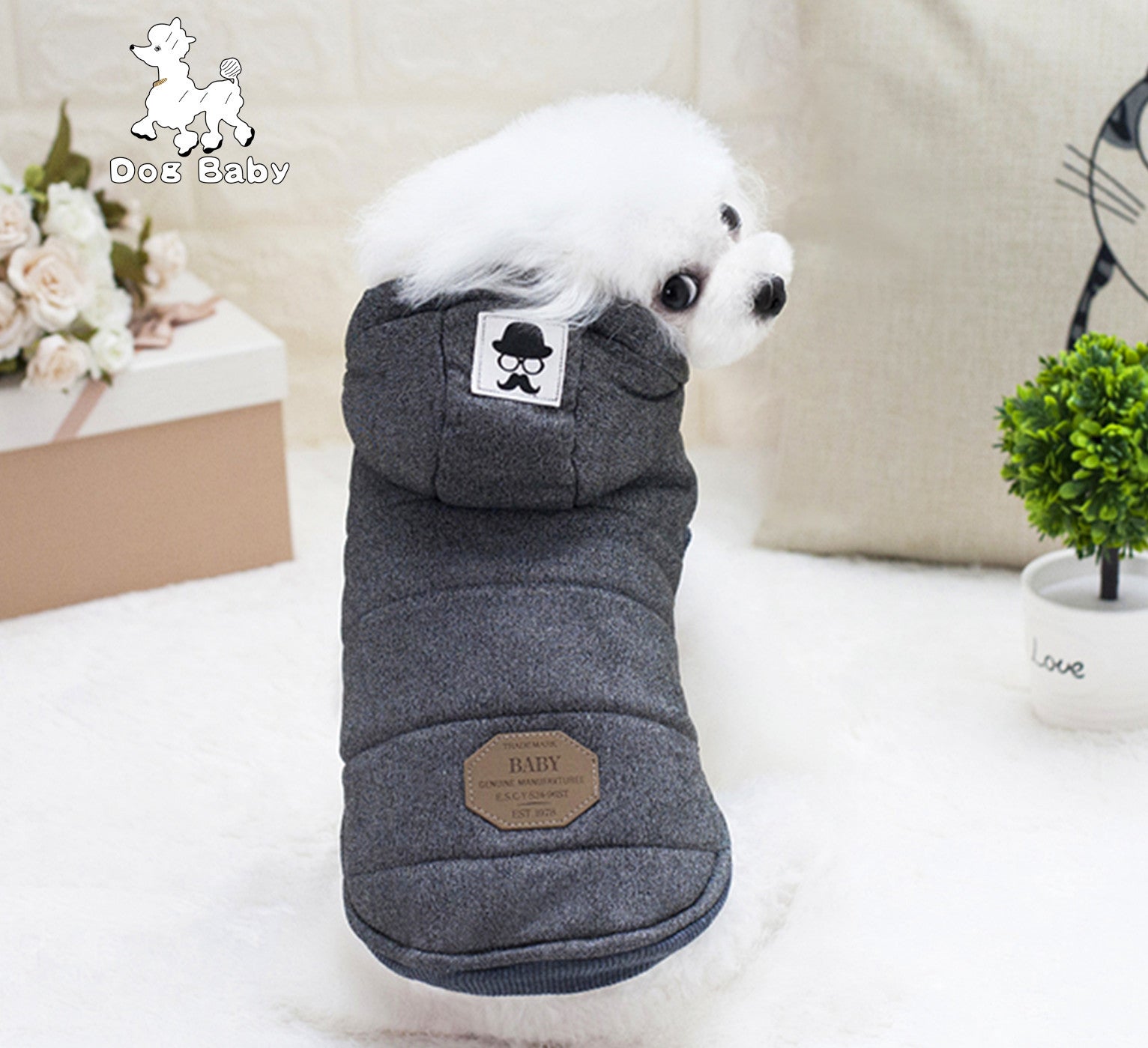 HKM-6094525 Cozy Cotton-Padded Clothing for Pets - Casual Two-Leg Design in Dark Colors