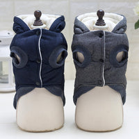 HKM-6094525 Cozy Cotton-Padded Clothing for Pets - Casual Two-Leg Design in Dark Colors