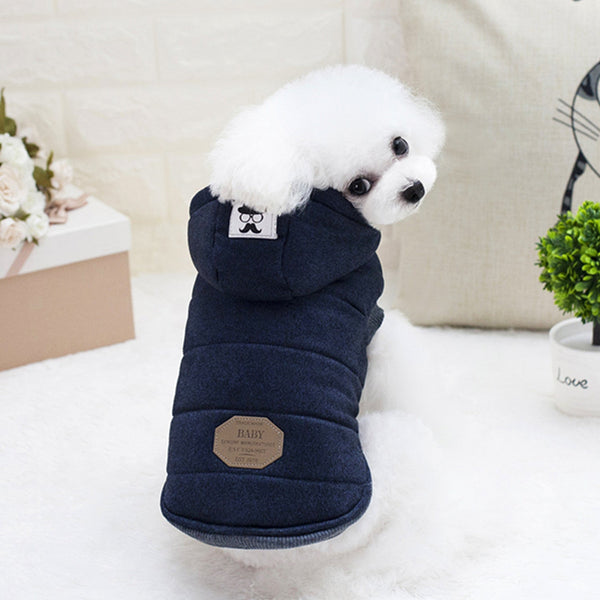 HKM-6094525 Cozy Cotton-Padded Clothing for Pets - Casual Two-Leg Design in Dark Colors