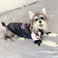 HKM-6096445 Stylish Autumn Dog Jacket in Black and Pink - Satin Baseball Uniform for Cats and Kittens