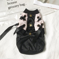 HKM-6096445 Stylish Autumn Dog Jacket in Black and Pink - Satin Baseball Uniform for Cats and Kittens