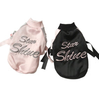 HKM-6096445 Stylish Autumn Dog Jacket in Black and Pink - Satin Baseball Uniform for Cats and Kittens