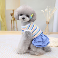 HKM-6097469 Colorful Striped Skirt Dress for Small and Medium-Sized Dogs - Casual Cartoon Design