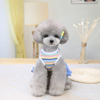 HKM-6097469 Colorful Striped Skirt Dress for Small and Medium-Sized Dogs - Casual Cartoon Design