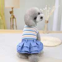 HKM-6097469 Colorful Striped Skirt Dress for Small and Medium-Sized Dogs - Casual Cartoon Design