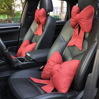 HKM-610003 Bow Ribbon Cotton and Linen Car Headrest Neck Pillow - Multiple Colors Available
