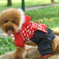 HKM-6100413 Thickened Red Winter Clothes for Four-Legged Pets - Sizes 8 to 16 Available