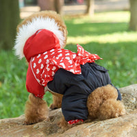 HKM-6100413 Thickened Red Winter Clothes for Four-Legged Pets - Sizes 8 to 16 Available