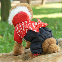 HKM-6100413 Thickened Red Winter Clothes for Four-Legged Pets - Sizes 8 to 16 Available