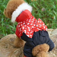 HKM-6100413 Thickened Red Winter Clothes for Four-Legged Pets - Sizes 8 to 16 Available