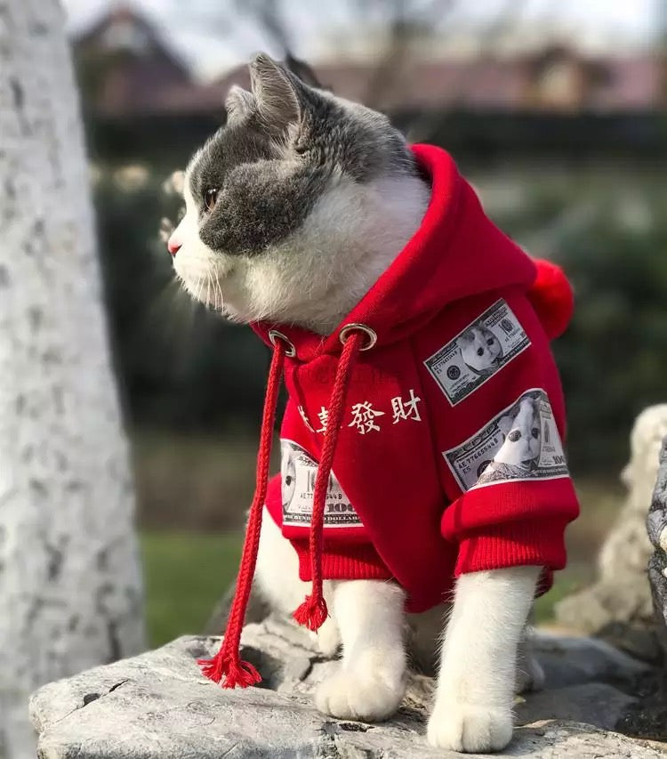 HKM-6100925 Cozy Cotton Fleece Sweater for Pets in Red and Black Options, Multiple Sizes Available