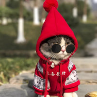 HKM-6100925 Cozy Cotton Fleece Sweater for Pets in Red and Black Options, Multiple Sizes Available