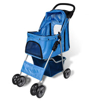 HKM-6101309 Foldable Pet Stroller for Dogs and Cats, Water-Resistant Travel Buggy with Storage Compartment, Smooth Ride