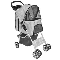 HKM-6101309 Foldable Pet Stroller for Dogs and Cats, Water-Resistant Travel Buggy with Storage Compartment, Smooth Ride