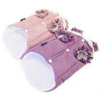 HKM-6102205 Lace Collar Casual Winter Vest for Pets in Purple and Pink, Two-Legged Cotton Apparel