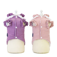 HKM-6102205 Lace Collar Casual Winter Vest for Pets in Purple and Pink, Two-Legged Cotton Apparel