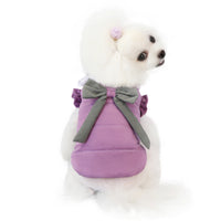HKM-6102205 Lace Collar Casual Winter Vest for Pets in Purple and Pink, Two-Legged Cotton Apparel