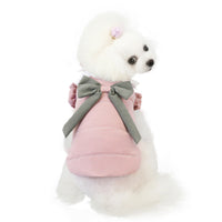 HKM-6102205 Lace Collar Casual Winter Vest for Pets in Purple and Pink, Two-Legged Cotton Apparel