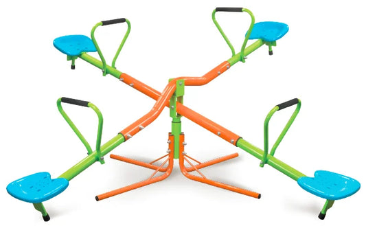 HKM-610323 Outdoor Seesaw for Kids with 360-Degree Rotating Plastic Seats – Sturdy Design for Four Children