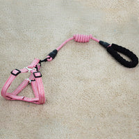 HKM-6104893 Linen Nylon Round Rope Pet Traction Set with Adjustable Chest Strap, Multiple Color Options